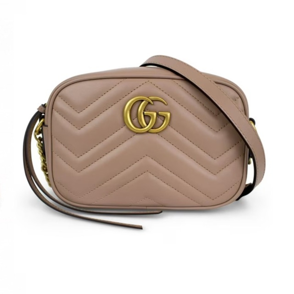 Guaranteed Authentic Gucci GG Marmont Matelassé Mini Camera Bag — Porcelain Rose
